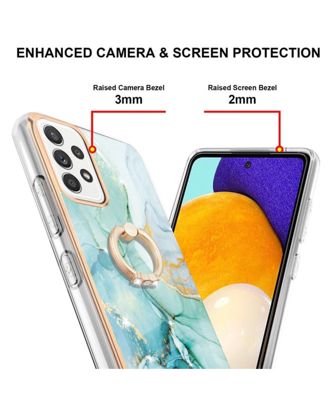 Coque Samsung Galaxy A52s 5G, A52 5G et A52 4G Marbre avec bague fonction support