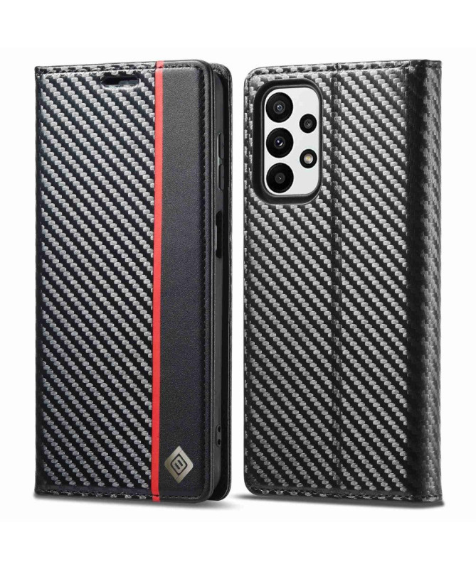 Housse Samsung Galaxy A23 5G effet cuir fibre de carbone