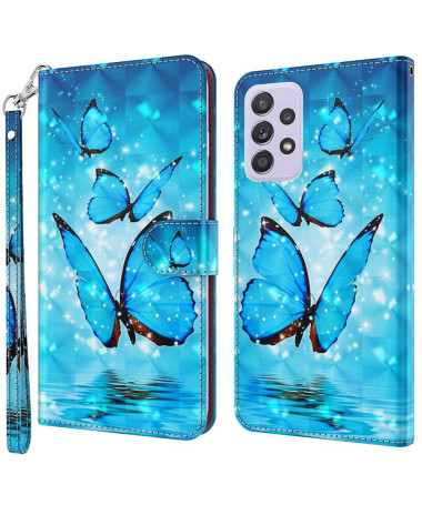 Housse Samsung Galaxy A13 Papillons bleus scintillants