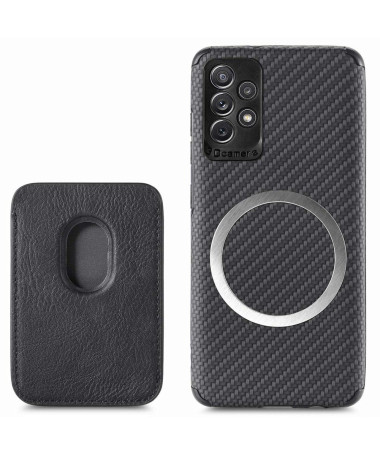 Coque Samsung Galaxy A13 Fibre de Carbone Porte-cartes détachable