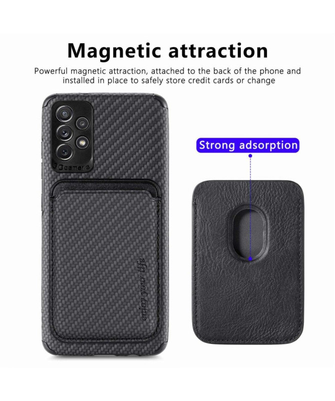 Coque Samsung Galaxy A13 Fibre de Carbone Porte-cartes détachable