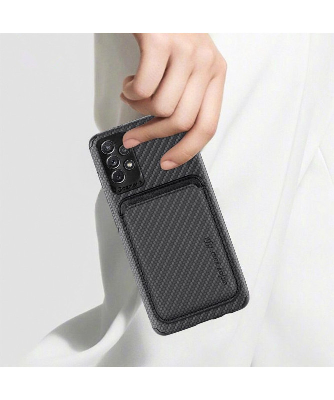 Coque Samsung Galaxy A13 Fibre de Carbone Porte-cartes détachable