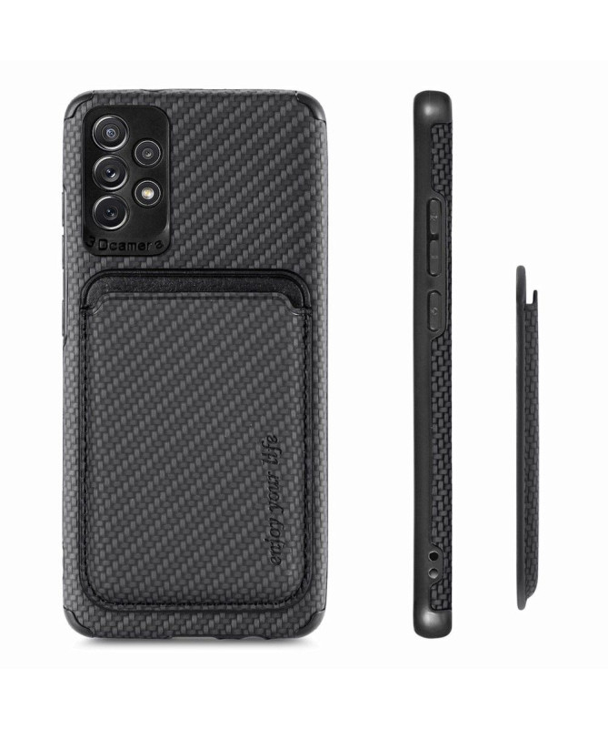 Coque Samsung Galaxy A13 Fibre de Carbone Porte-cartes détachable