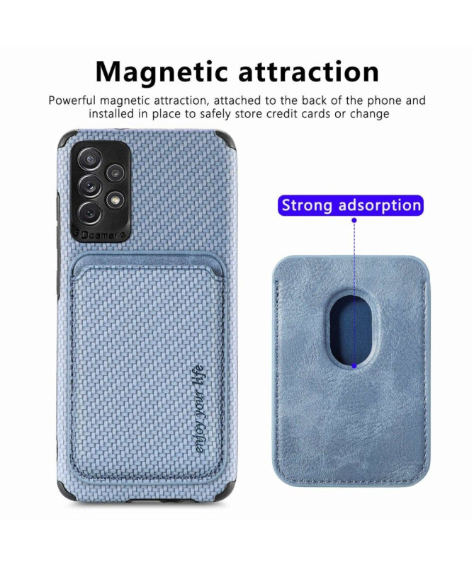 Coque Samsung Galaxy A13 Fibre de Carbone Porte-cartes détachable