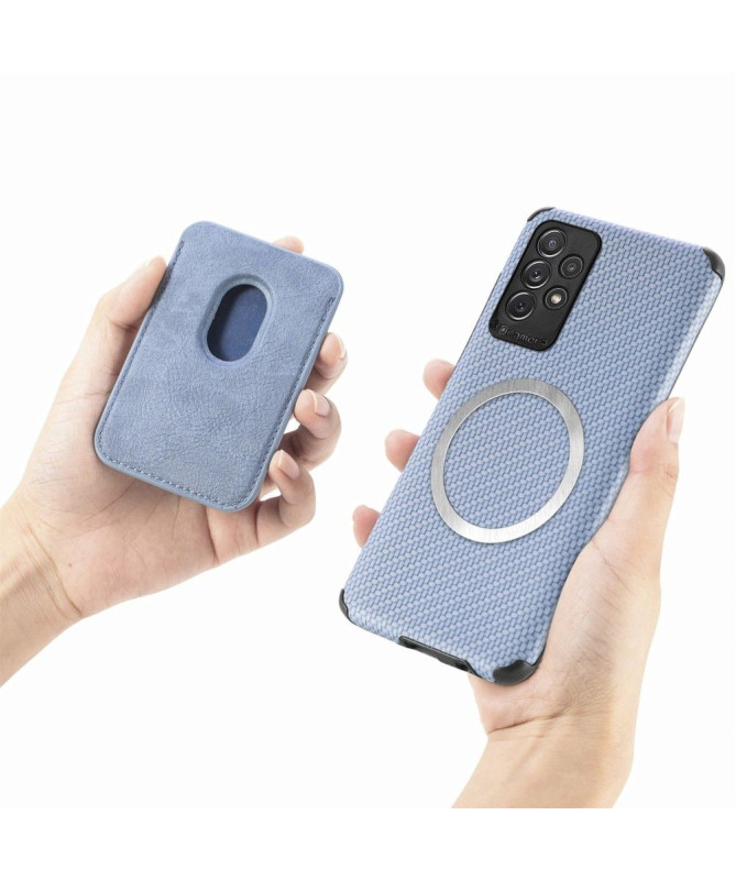 Coque Samsung Galaxy A13 Fibre de Carbone Porte-cartes détachable