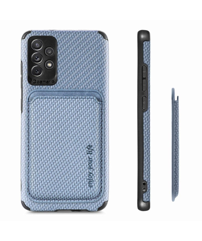 Coque Samsung Galaxy A13 Fibre de Carbone Porte-cartes détachable