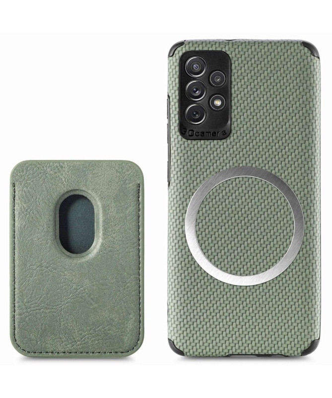 Coque Samsung Galaxy A13 Fibre de Carbone Porte-cartes détachable