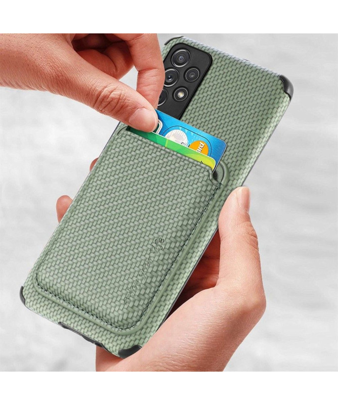 Coque Samsung Galaxy A13 Fibre de Carbone Porte-cartes détachable