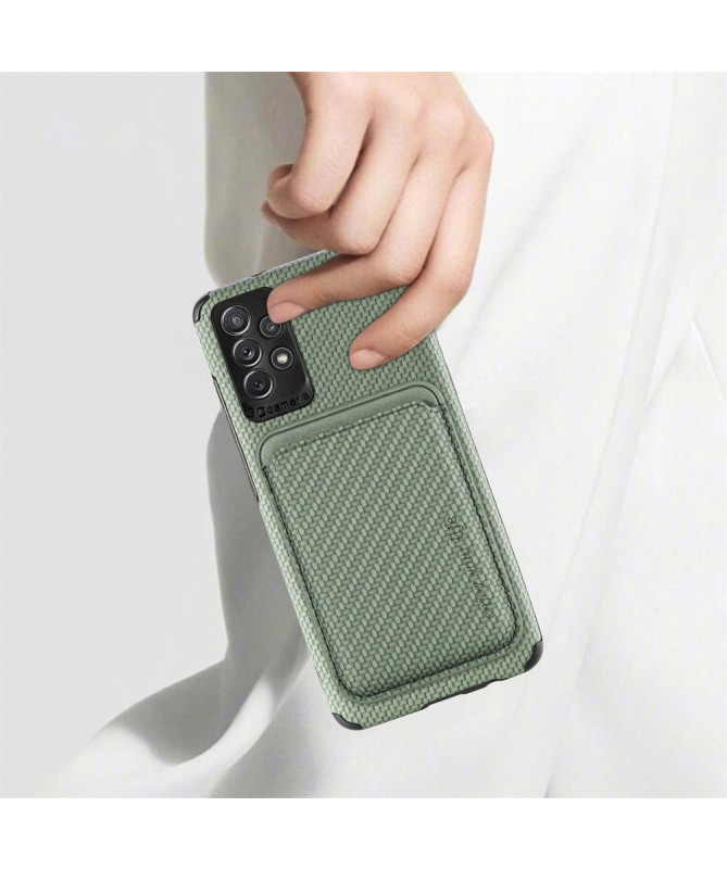 Coque Samsung Galaxy A13 Fibre de Carbone Porte-cartes détachable