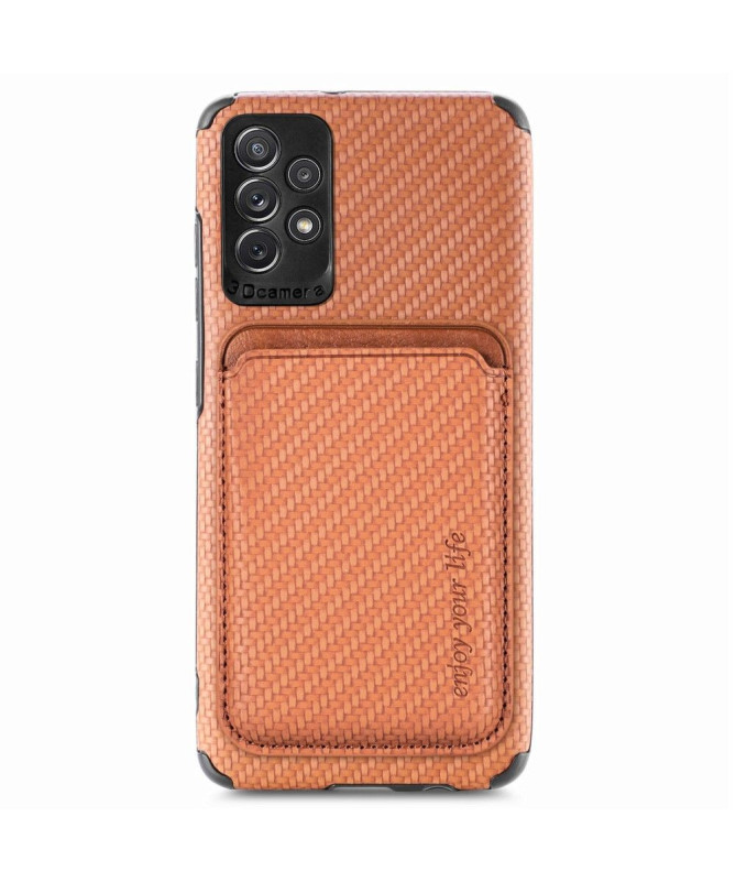 Coque Samsung Galaxy A13 Fibre de Carbone Porte-cartes détachable