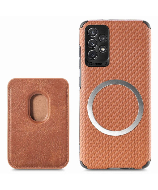 Coque Samsung Galaxy A13 Fibre de Carbone Porte-cartes détachable