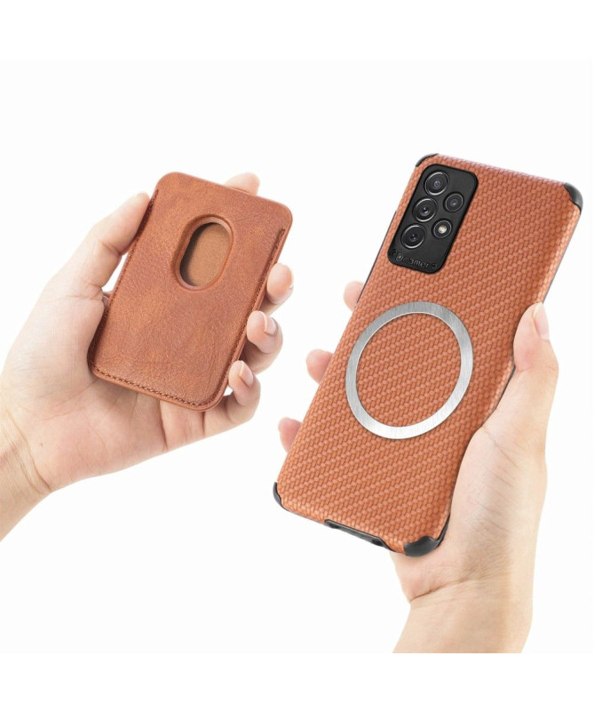 Coque Samsung Galaxy A13 Fibre de Carbone Porte-cartes détachable