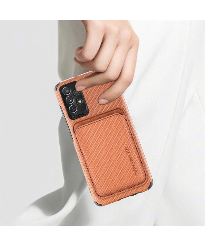 Coque Samsung Galaxy A13 Fibre de Carbone Porte-cartes détachable