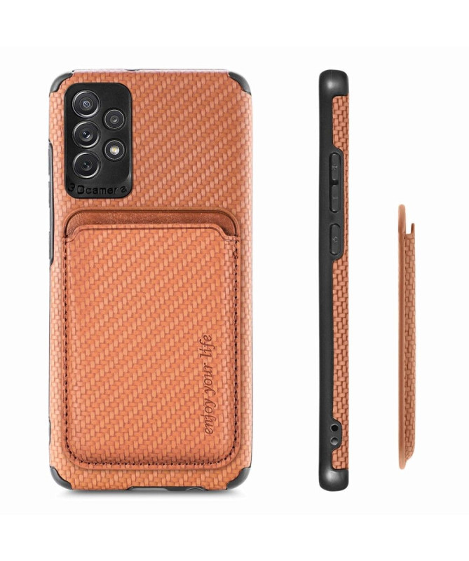 Coque Samsung Galaxy A13 Fibre de Carbone Porte-cartes détachable