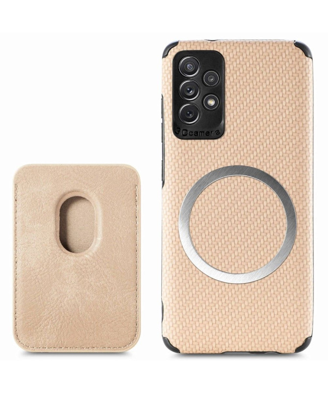 Coque Samsung Galaxy A13 Fibre de Carbone Porte-cartes détachable