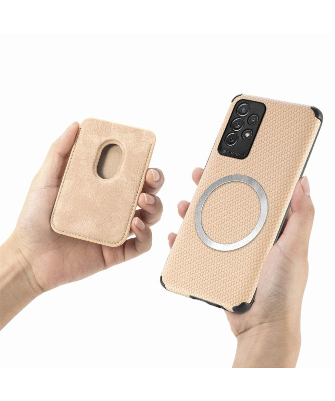 Coque Samsung Galaxy A13 Fibre de Carbone Porte-cartes détachable