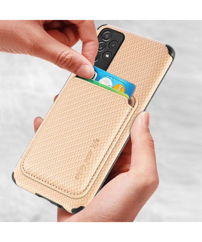 Coque Samsung Galaxy A13 Fibre de Carbone Porte-cartes détachable