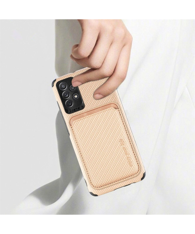 Coque Samsung Galaxy A13 Fibre de Carbone Porte-cartes détachable