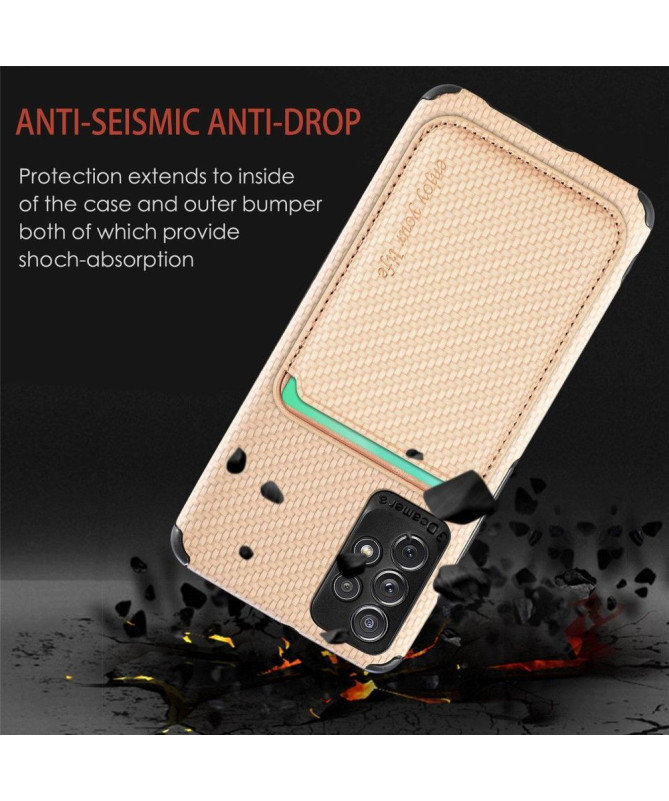 Coque Samsung Galaxy A13 Fibre de Carbone Porte-cartes détachable