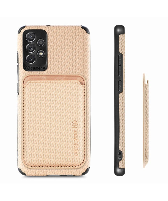 Coque Samsung Galaxy A13 Fibre de Carbone Porte-cartes détachable