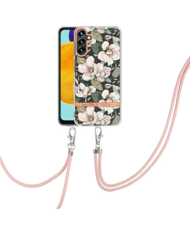 Coque Samsung Galaxy A54 5G Gardénia fleur blanche à cordon