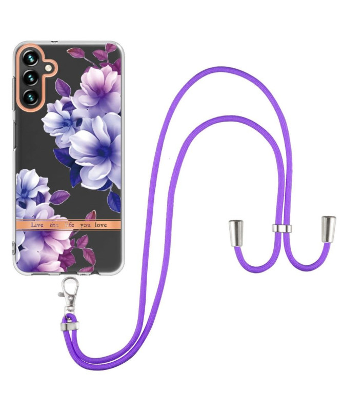 Coque Samsung Galaxy A54 5G Bégonia fleur à cordon