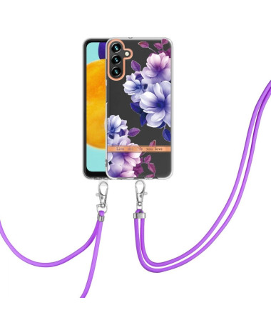 Coque Samsung Galaxy A54 5G Bégonia fleur à cordon