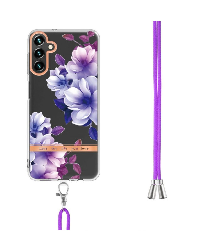 Coque Samsung Galaxy A54 5G Bégonia fleur à cordon