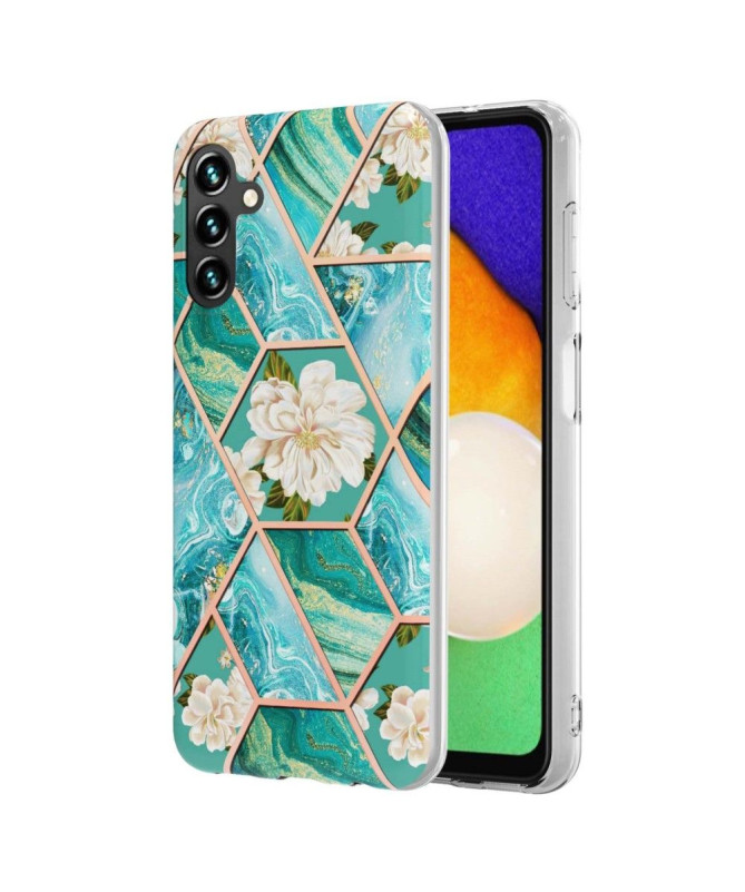 Coque Samsung Galaxy A54 5G marbre et fleurs blanches