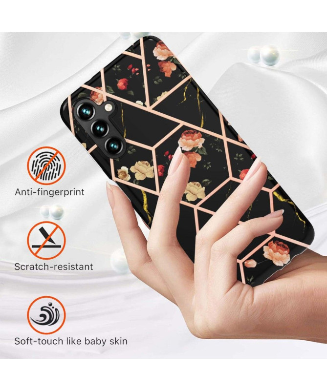 Coque Samsung Galaxy A54 5G marbre et fleurs