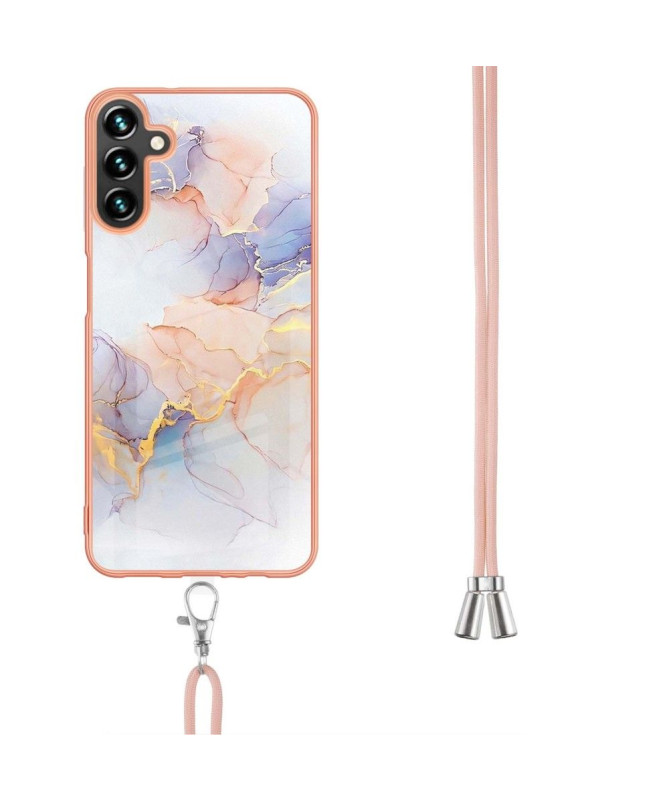 Coque Samsung Galaxy A54 5G marbre coloré à cordon