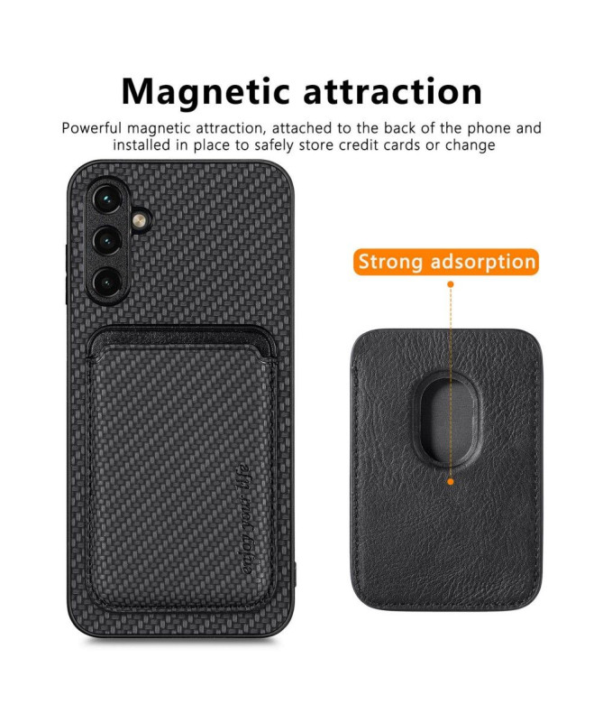 Coque Samsung Galaxy A54 5G Fibre de Carbone Porte-cartes détachable