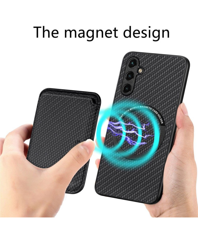 Coque Samsung Galaxy A54 5G Fibre de Carbone Porte-cartes détachable