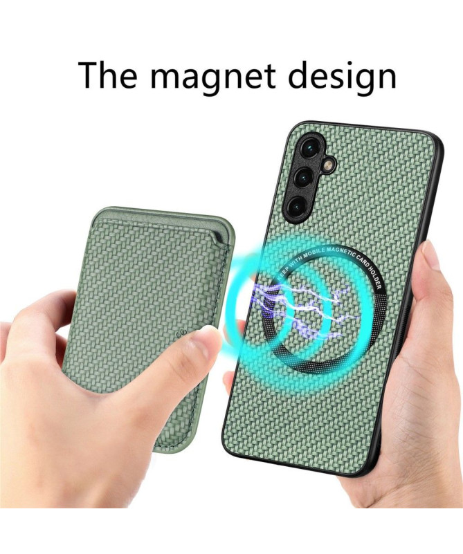Coque Samsung Galaxy A54 5G Fibre de Carbone Porte-cartes détachable