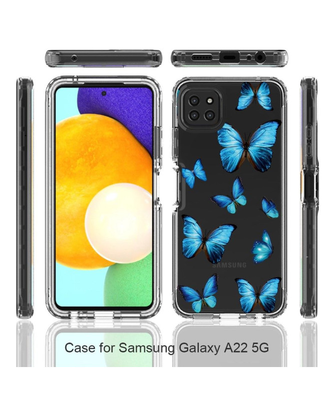 Coque Samsung Galaxy A22 5G Papillons Bleus