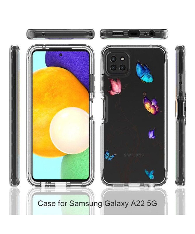 Coque Samsung Galaxy A22 5G Papillons et Fleurs