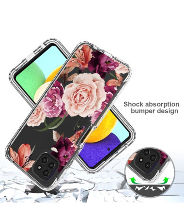 Coque Samsung Galaxy A22 5G Fleurs Violettes et Roses