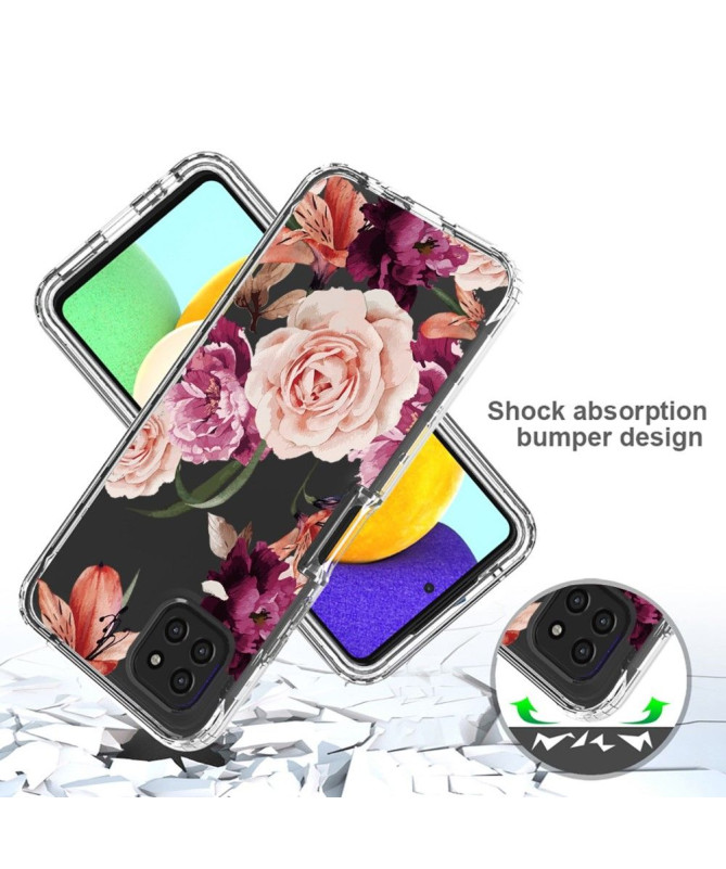 Coque Samsung Galaxy A22 5G Fleurs Violettes et Roses