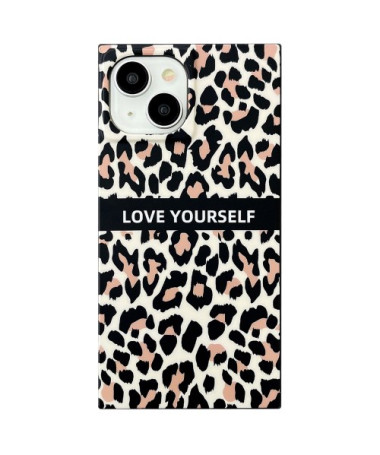 Coque iPhone 15 Love Yourself à Imprimé Léopard