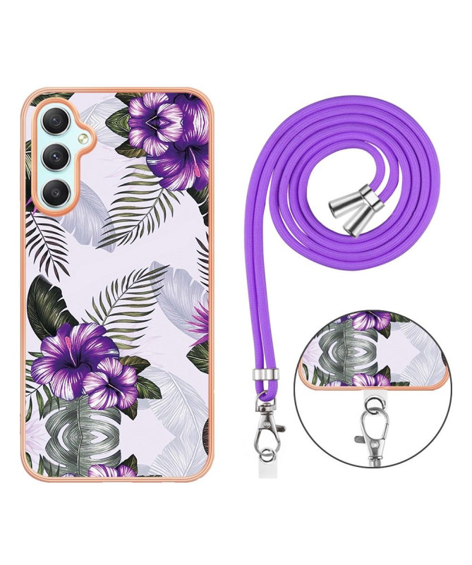 Coque Samsung Galaxy A25 5G fleurs exotiques à cordon