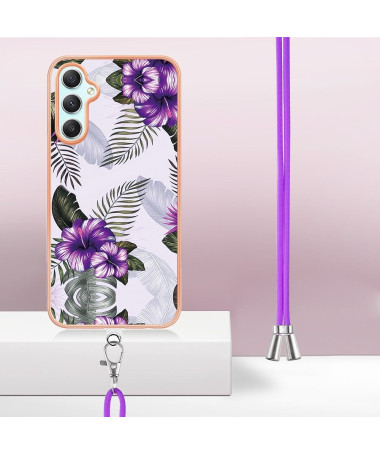 Coque Samsung Galaxy A25 5G fleurs exotiques à cordon