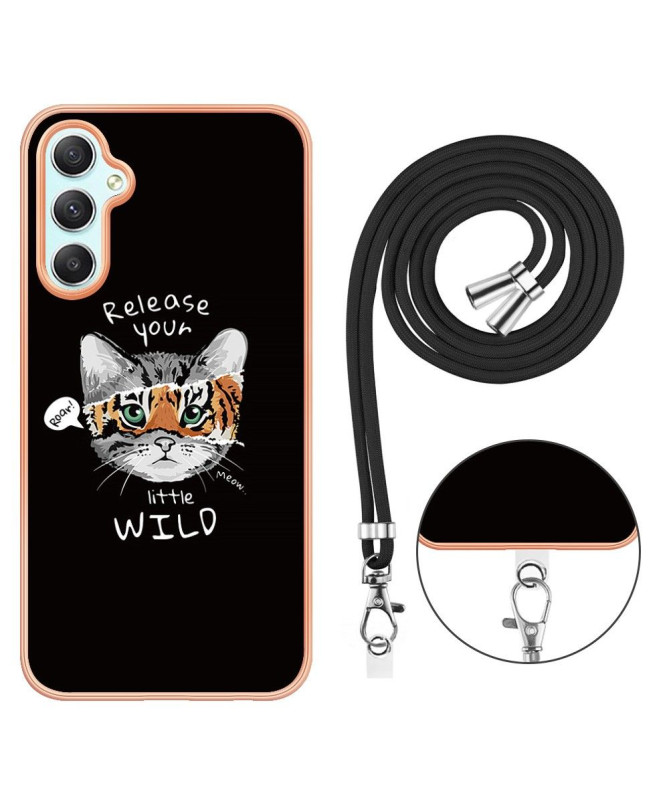 Coque Samsung Galaxy A25 5G Esprit Félin à cordon
