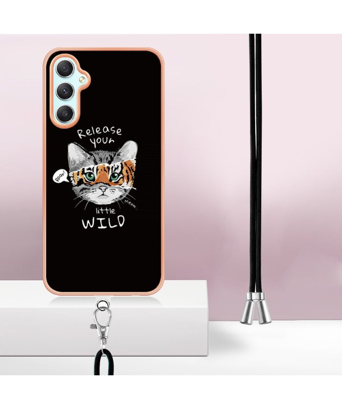 Coque Samsung Galaxy A25 5G Esprit Félin à cordon