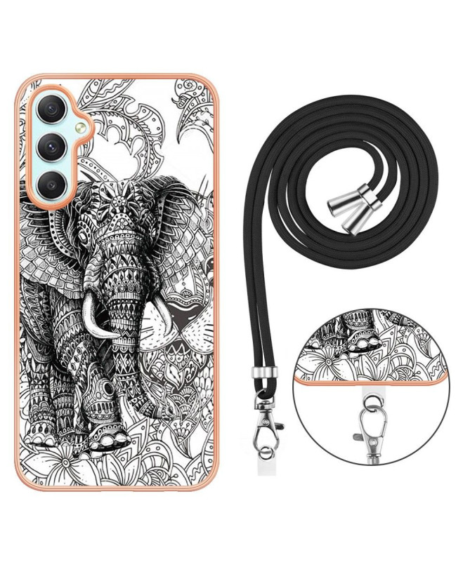 Coque Samsung Galaxy A25 5G Mandala Éléphant à cordon