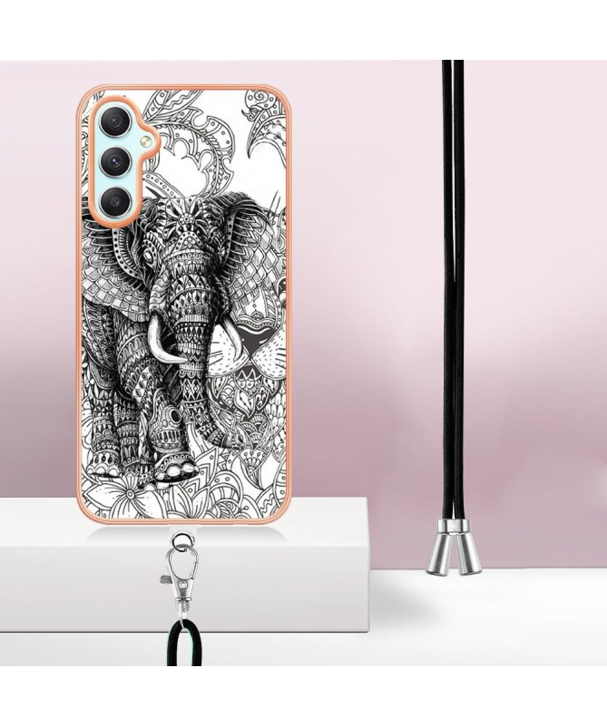 Coque Samsung Galaxy A25 5G Mandala Éléphant à cordon