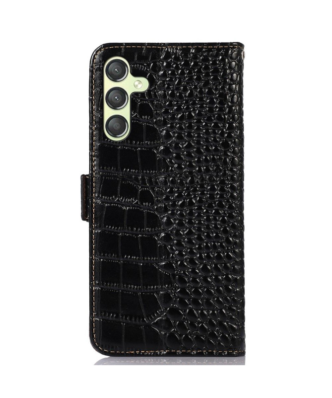 Housse Samsung Galaxy A25 5G cuir véritable aspect croco