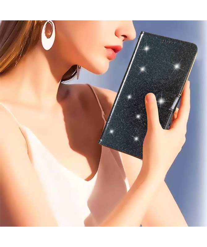 Housse Samsung Galaxy A25 5G style paillettes à lanière