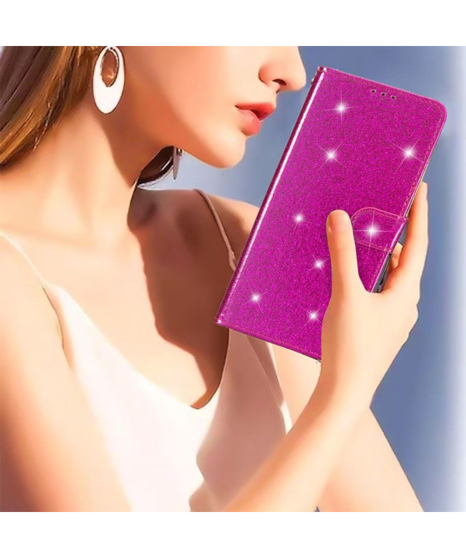 Housse Samsung Galaxy A25 5G style paillettes à lanière