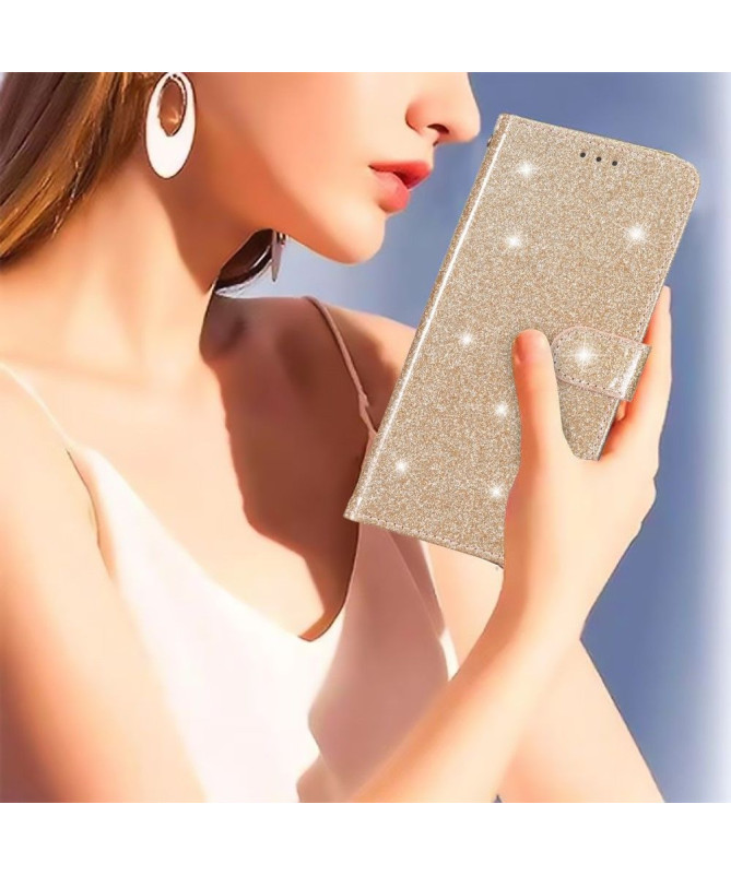 Housse Samsung Galaxy A25 5G style paillettes à lanière