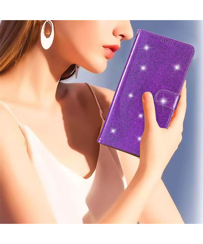 Housse Samsung Galaxy A25 5G style paillettes à lanière